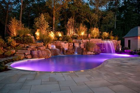 This Inground Pool Features Fiber Optic Lights Led Pool Lights Four