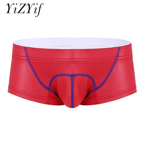 Sexy Men Underwear Boxers Men Panties Wetlook Lingerie Low Rise Elastic