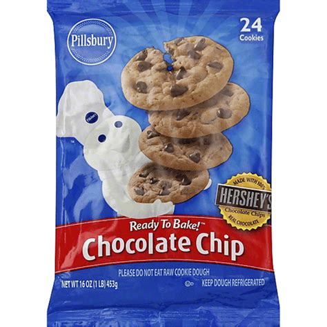 Pillsbury Ready To Bake Refrigerated Chocolate Chip Cookie Dough 24 Ct