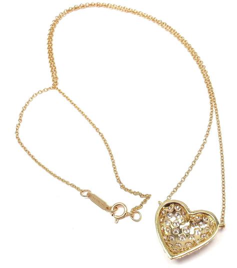 Tiffany And Co Pave Diamond Gold Puffed Heart Pendant Necklace At Stdibs