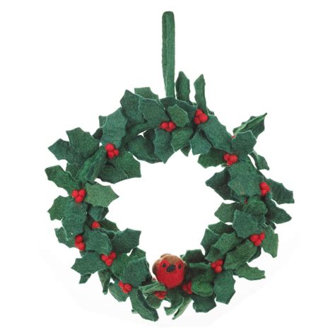 Handmade Felt Christmas Holly Wreath With Robin By Felt So Good
