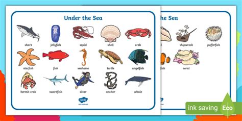 Under The Sea Word Mat Writing Aid Primary Resources