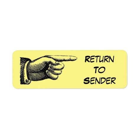 Return To Sender Pointing Hand Label