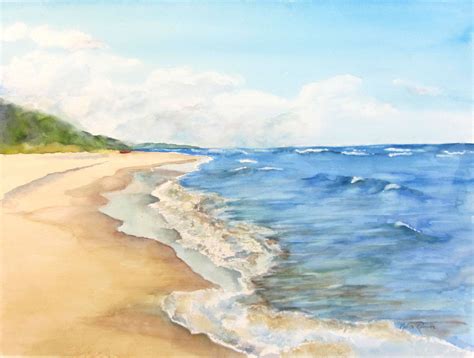 Shades Of Summer Watercolor Painting Beach Scene Painting Beach Art