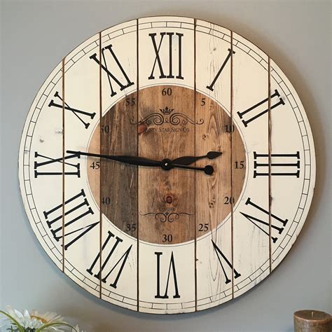 32 Inch Farmhouse Clock Rustic Wall Clock Large Wall Clock