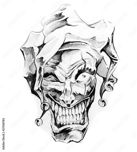 Sketch Of Tattoo Art Clown Joker Stock Illustration Adobe Stock