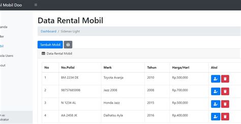 Source Code Aplikasi Rental Mobil Berbasis Web Php Native