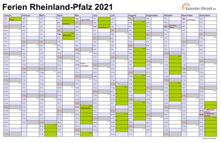 Hälfte mit kalenderwochen und feiertagen. Ferien Rheinland-Pfalz 2021 - Ferienkalender zum Ausdrucken