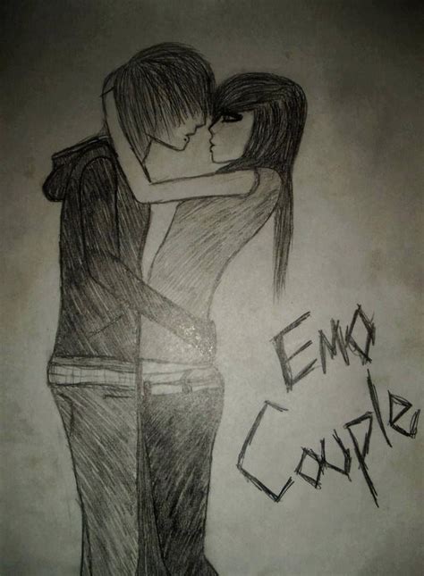 Emo Couple Drawing Couple Drawings Emo Couples Cute Emo Couples