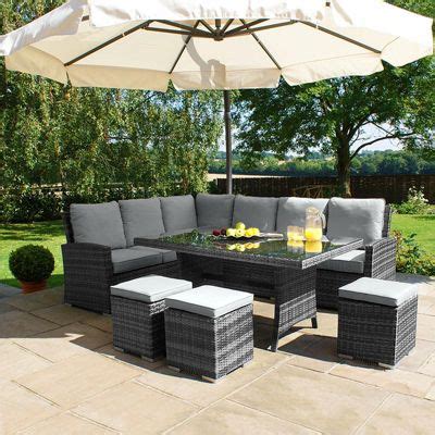 17 pcs garden outdoor sofa set poly rattan sectional couch patio furniture gray. Buy Maze Rattan - Kingston Corner Sofa Dining Set - Grey ...
