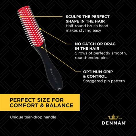 Denman Classic Styling Brush 5 Row D14 Hair Brush For Separating