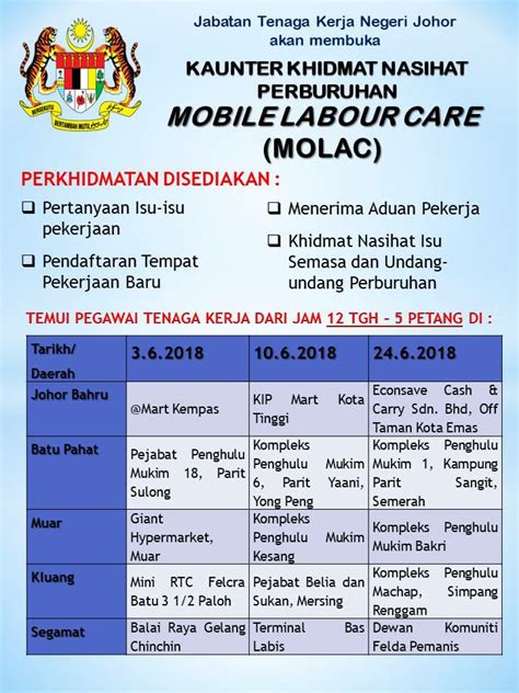 Hebahan penguatkuasaaan ops 446 oleh pengarah tenaga kerja negeri johor. Jabatan Tenaga Kerja Johor Bahru