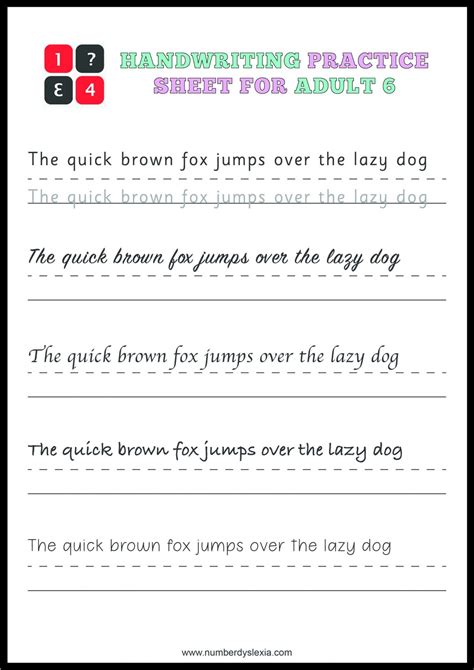 Handwriting Practice For Older Students Printable Form Templates And
