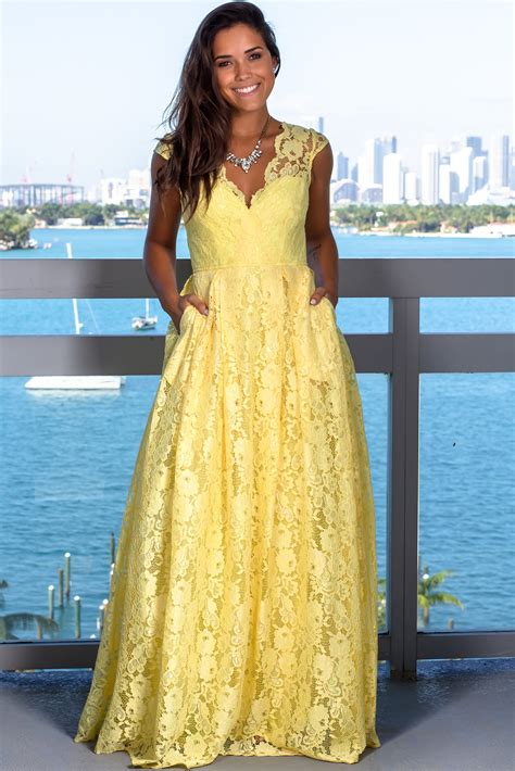 Yellow Lace Maxi Dress Maxi Dresses Saved By The Dress