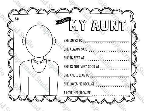 All About My Aunt Free Printable Check Out Our All About My Aunt