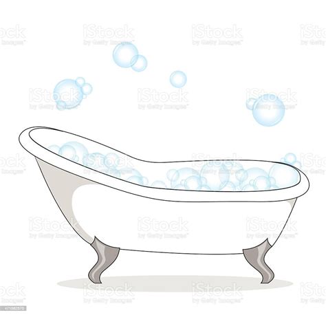 Vector Of Bathtub With Soap Bubble On A White Background Stock Vector