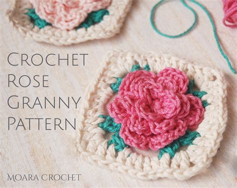 Crochet Rose Granny Square Pattern Step By Step Crochet Etsy
