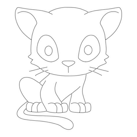 Small Cat Tracing Coloring Page Download Print Or Color Online For Free