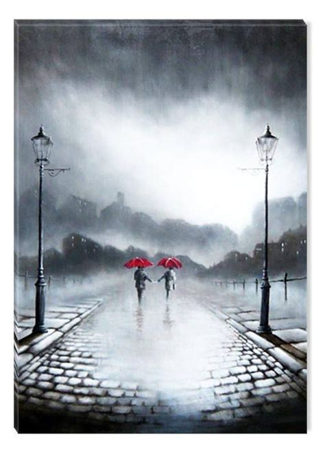 Startonight Canvas Wall Art Black And White Abstract Two Red Etsy Umbrella Art Red Umbrella