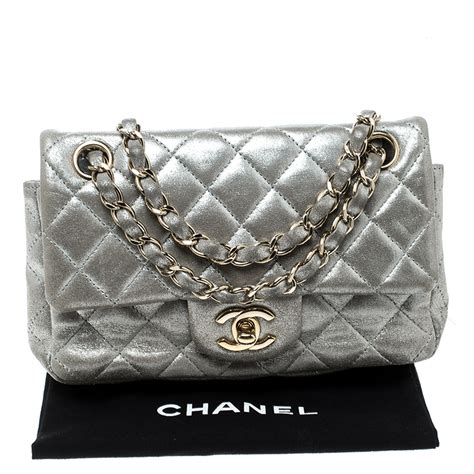 Chanel Silver Quilted Leather New Mini Classic Single Flap Bag Chanel Tlc