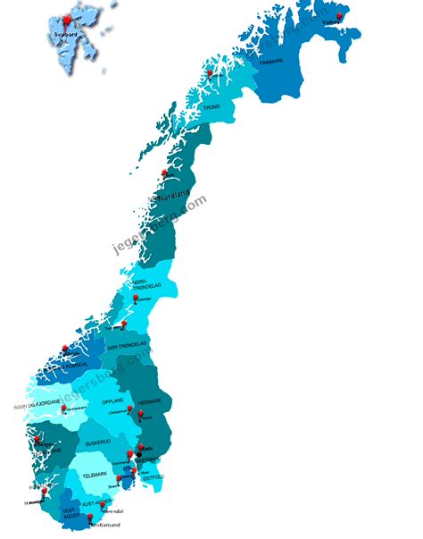 Egnor, goren, groen, negro, rengo, rogen, ergon, genro, goner, grone, negro, ornge, reong. Kart Norge - Fylker - Kommuner - Jegersberg.com ...