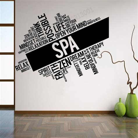 wall art sticker spa salon decoration spa quotes words decal zen therapy poster relax sticker