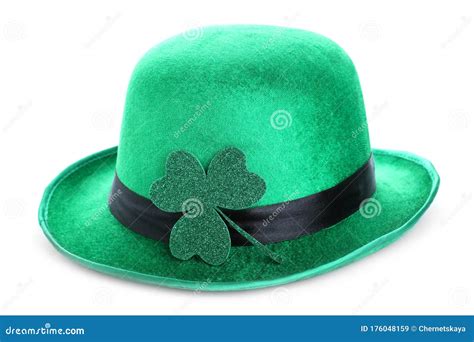 Green Leprechaun Hat With Clover Leaf Isolated St Patrick S Day