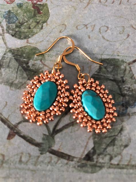 Genuine Turquoise Seed Bead Earrings Dangle Earrings Small Etsy