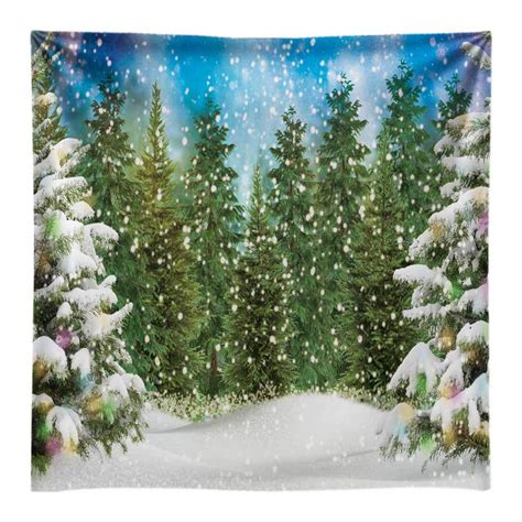 Funnytree 10x10ft Durable Fabric Soft Winter Pine Tree Forest