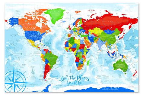 World Map For Kids Poster Primary Edition Geojango Maps