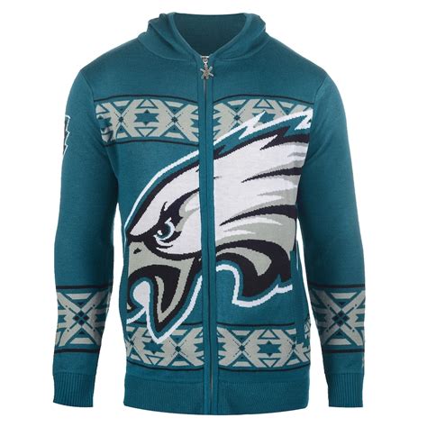 Men's Philadelphia Eagles Klew Green Big Logo FullZip Hoodie