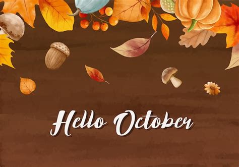 Premium Vector Hello October With Ornate Of Leaves Flower Background