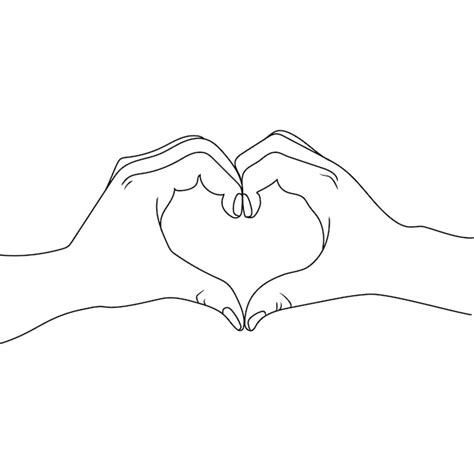 Premium Vector Hands Making Heart Sign Simple Line Drawing Vector