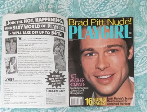 Playgirl August Brad Pitt Nude The Banned Issue New In Original