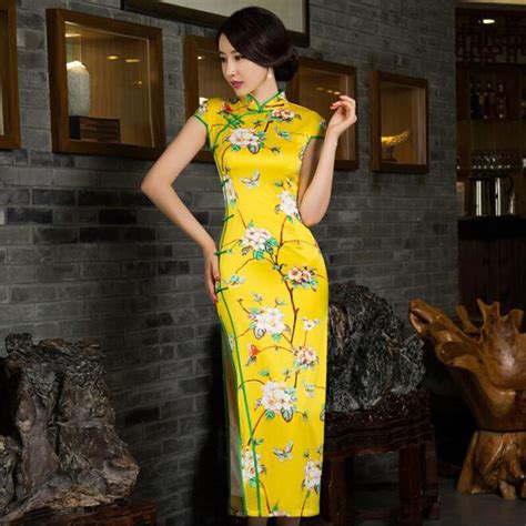 chinese women s satin cheongsam long qipao velvet silk dress s m l xl xxl china oriental dresses
