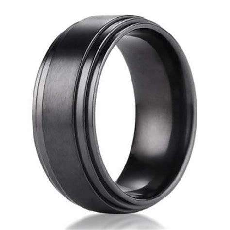 Shop our selection of men's titanium rings from the world's premier auctions and galleries. 8mm Benchmark Black Titanium Men's Wedding Ring with Step ...