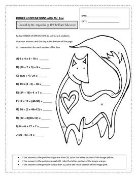Worksheet will open in a new window. Order of Operations with Mr. Fox Worksheet by Brilliant ...
