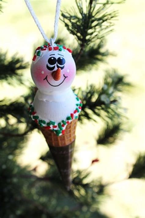 Ice Cream Cone Christmas Ornament Wood Ice Cream Snowman Tree Etsy