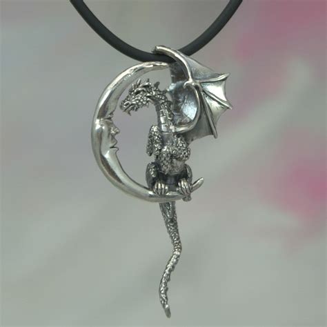 Lunar Dragon Necklace Sterling Silver Fantasy Jewelry Dragon Etsy