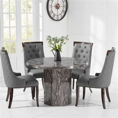 Cierra Grey Marble Effect Dining Table With 4 Tulip Dining Chair