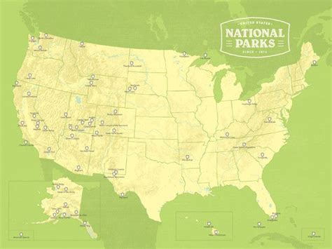 Us National Parks Map 18x24 Poster Us National Parks Map National