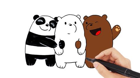 Como Dibujar Y Colorear Los Osos Escandalosos Panda Polar Y Pardo Dibujos F Ciles Para