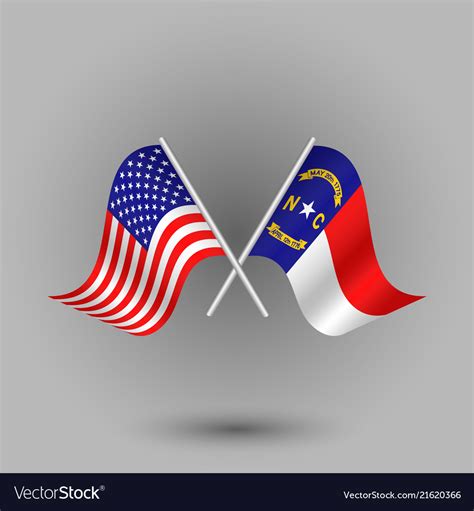 Two Crossed American And Flag Of North Carolina Vector Image