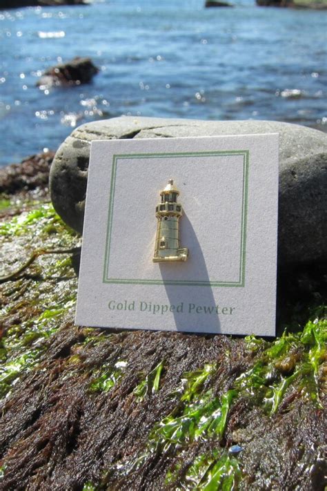 Gold Lighthouse Lapel Pin Cc284g Nautical Navigation Etsy
