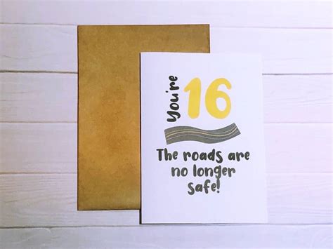 Printable 16th Birthday Card Funny 16th Birthday Card The Roads Are