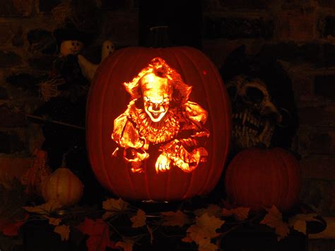 It Pennywise Custom Carved Pumpkin Light Included Hand Crafted