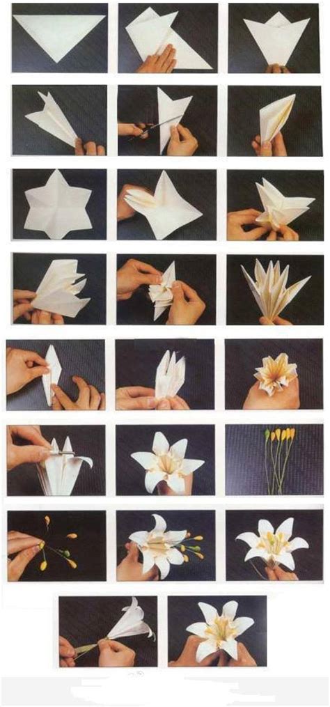 How To Fold Origami Paper Craft Blooming Lily Flowers Step By Step Diy
