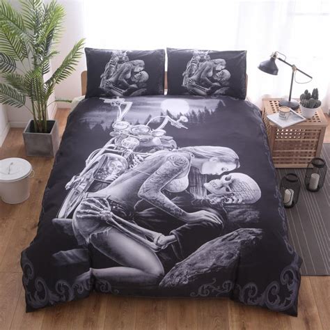 Free Shipping 3d Halloween Sexy Skull Bedclothes Cheeper Bed Cover 100