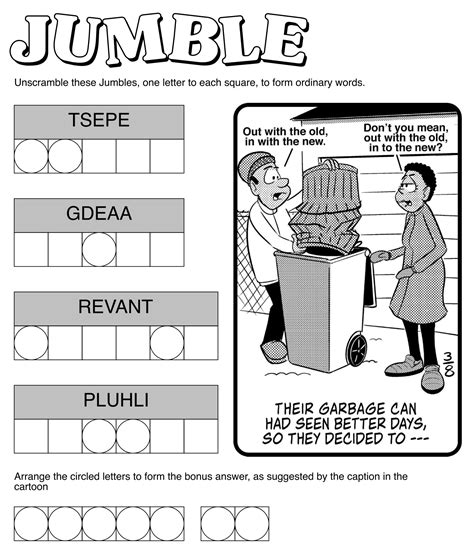 Todays Jumble Printable Web Jumble Daily Puzzle