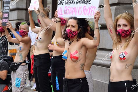 Topless Female Activists Extinction Rebellion Movement Editorial Stock